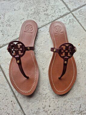 Gently used Tory Burch Mini Miller Leather Sandal - Oxblood